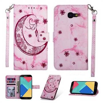 Moon Flower Marble Leather Wallet Phone Case for Samsung Galaxy A5 2017 A520 - Rose