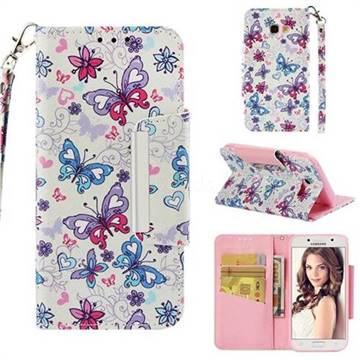 Colored Butterfly Big Metal Buckle PU Leather Wallet Phone Case for Samsung Galaxy A5 2017 A520