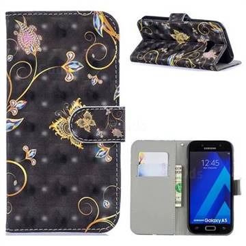 Black Butterfly 3D Painted Leather Phone Wallet Case for Samsung Galaxy A5 2017 A520