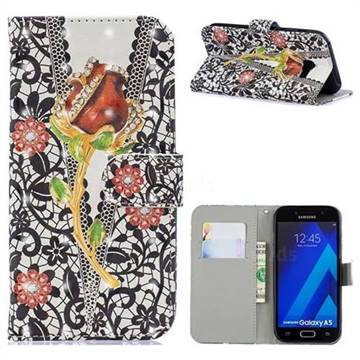 Red Diamond Rose 3D Painted Leather Phone Wallet Case for Samsung Galaxy A5 2017 A520