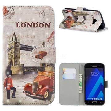 Retro London 3D Painted Leather Phone Wallet Case for Samsung Galaxy A5 2017 A520