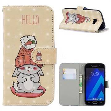 Hello Rabbit 3D Painted Leather Phone Wallet Case for Samsung Galaxy A5 2017 A520