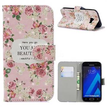 Butterfly Flower 3D Painted Leather Phone Wallet Case for Samsung Galaxy A5 2017 A520