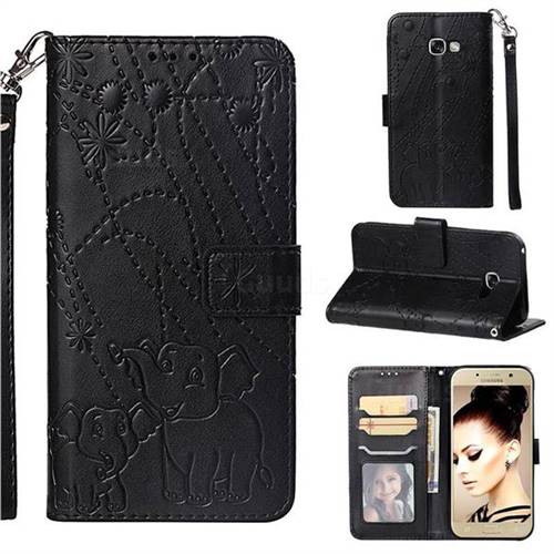 Embossing Fireworks Elephant Leather Wallet Case for Samsung Galaxy A5 2017 A520 - Black