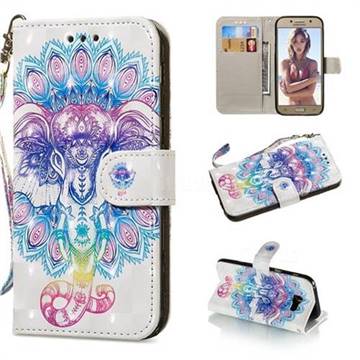Colorful Elephant 3D Painted Leather Wallet Phone Case for Samsung Galaxy A5 2017 A520