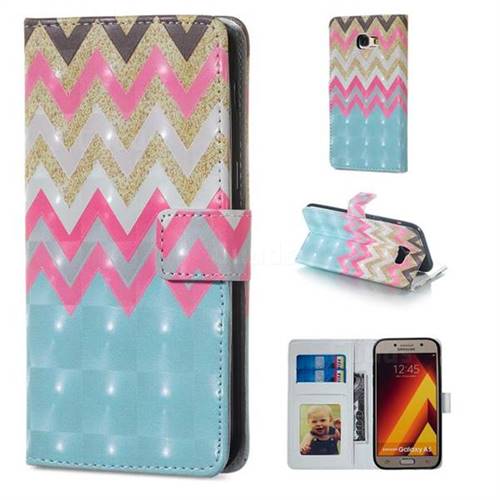 Color Wave 3D Painted Leather Phone Wallet Case for Samsung Galaxy A5 2017 A520