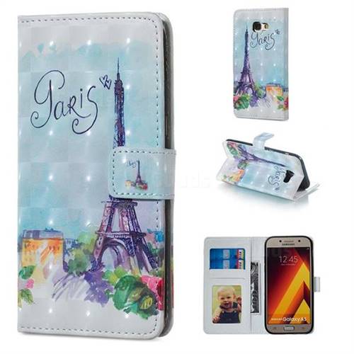 Paris Tower 3D Painted Leather Phone Wallet Case for Samsung Galaxy A5 2017 A520