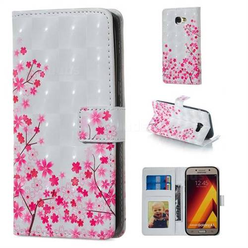 Cherry Blossom 3D Painted Leather Phone Wallet Case for Samsung Galaxy A5 2017 A520