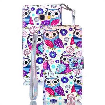 Happy Owl Blue Ray Light PU Leather Wallet Case for Samsung Galaxy A5 2017 A520
