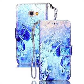 Blue Feather Blue Ray Light PU Leather Wallet Case for Samsung Galaxy A5 2017 A520
