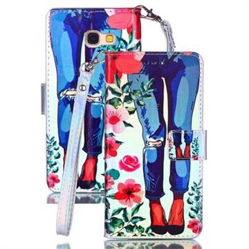 Jeans Flower Blue Ray Light PU Leather Wallet Case for Samsung Galaxy A5 2017 A520