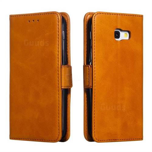 Retro Classic Calf Pattern Leather Wallet Phone Case for Samsung Galaxy A5 2017 A520 - Yellow