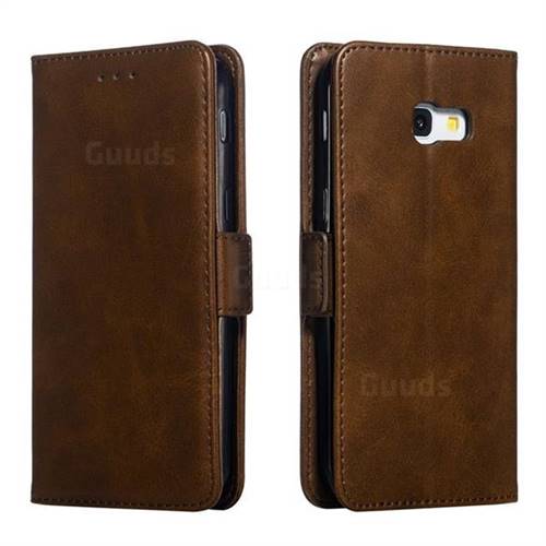 Retro Classic Calf Pattern Leather Wallet Phone Case for Samsung Galaxy A5 2017 A520 - Brown