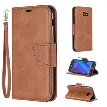 Classic Sheepskin PU Leather Phone Wallet Case for Samsung Galaxy A5 2017 A520 - Brown