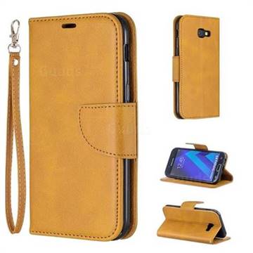 Classic Sheepskin PU Leather Phone Wallet Case for Samsung Galaxy A5 2017 A520 - Yellow