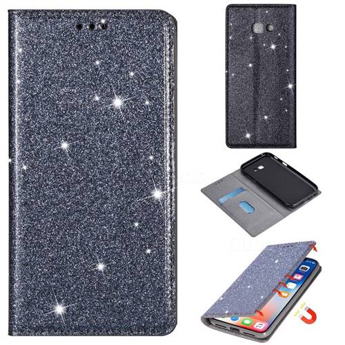 Ultra Slim Glitter Powder Magnetic Automatic Suction Leather Wallet Case for Samsung Galaxy A5 2017 A520 - Gray