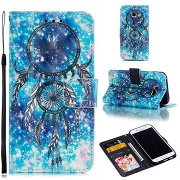 Blue Wind Chime 3D Painted Leather Phone Wallet Case for Samsung Galaxy A5 2017 A520