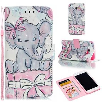 Bow Elephant 3D Painted Leather Phone Wallet Case for Samsung Galaxy A5 2017 A520