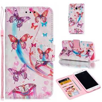 Ribbon Flying Butterfly 3D Painted Leather Phone Wallet Case for Samsung Galaxy A5 2017 A520