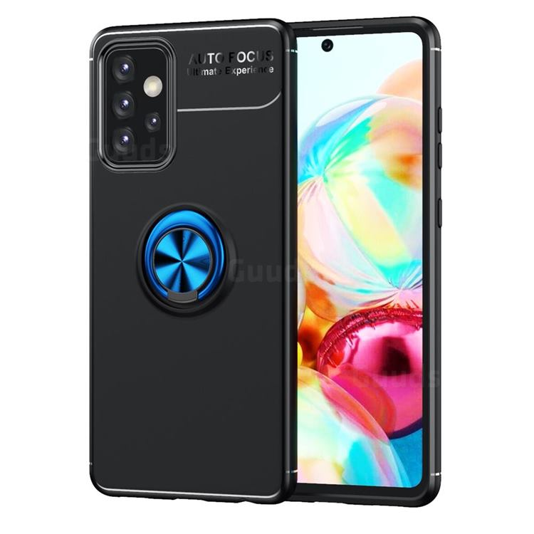 Auto Focus Invisible Ring Holder Soft Phone Case for Samsung Galaxy A52 5G - Black Blue
