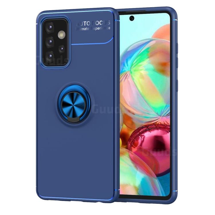 Auto Focus Invisible Ring Holder Soft Phone Case for Samsung Galaxy A52 5G - Blue