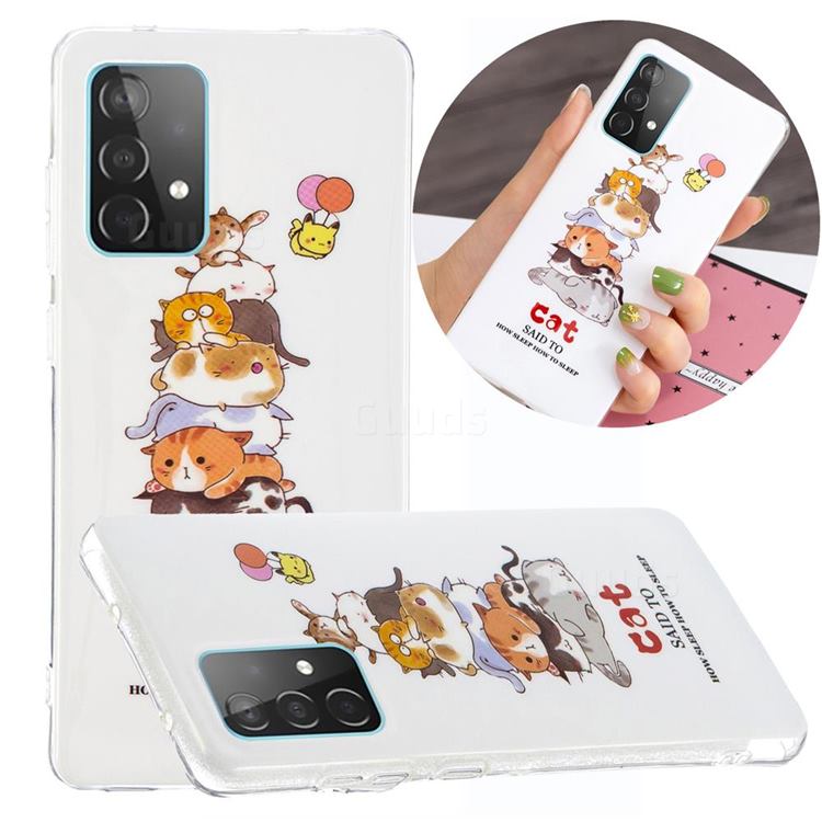 Cute Cat Noctilucent Soft TPU Back Cover for Samsung Galaxy A52 5G