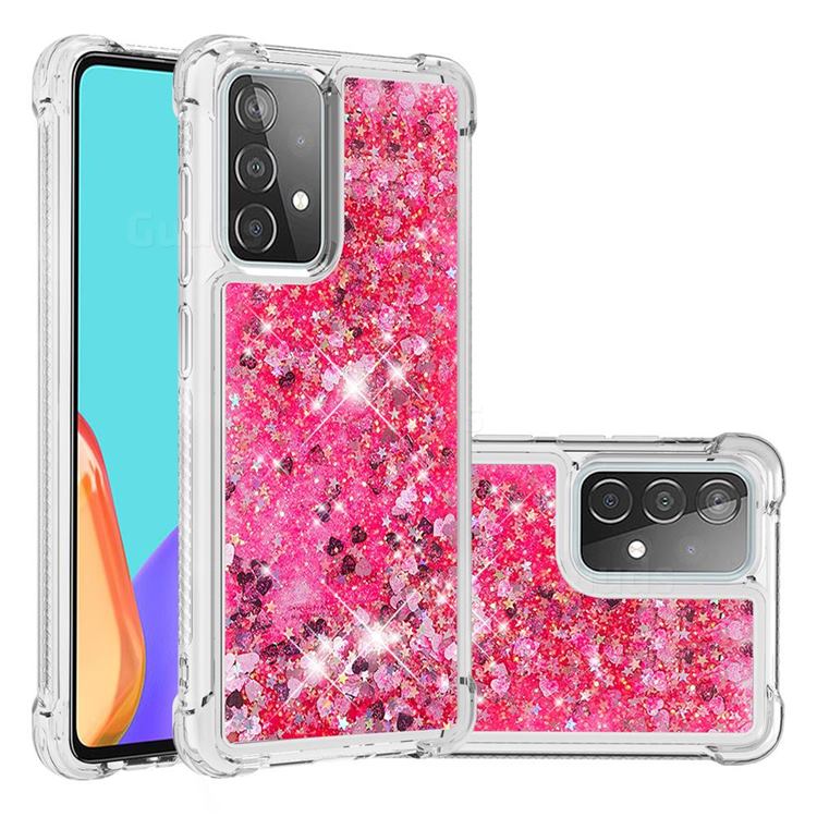 Dynamic Liquid Glitter Sand Quicksand TPU Case for Samsung Galaxy A52 (4G, 5G) - Pink Love Heart