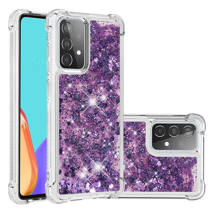 Dynamic Liquid Glitter Sand Quicksand Star TPU Case for Samsung Galaxy A52 (4G, 5G) - Purple