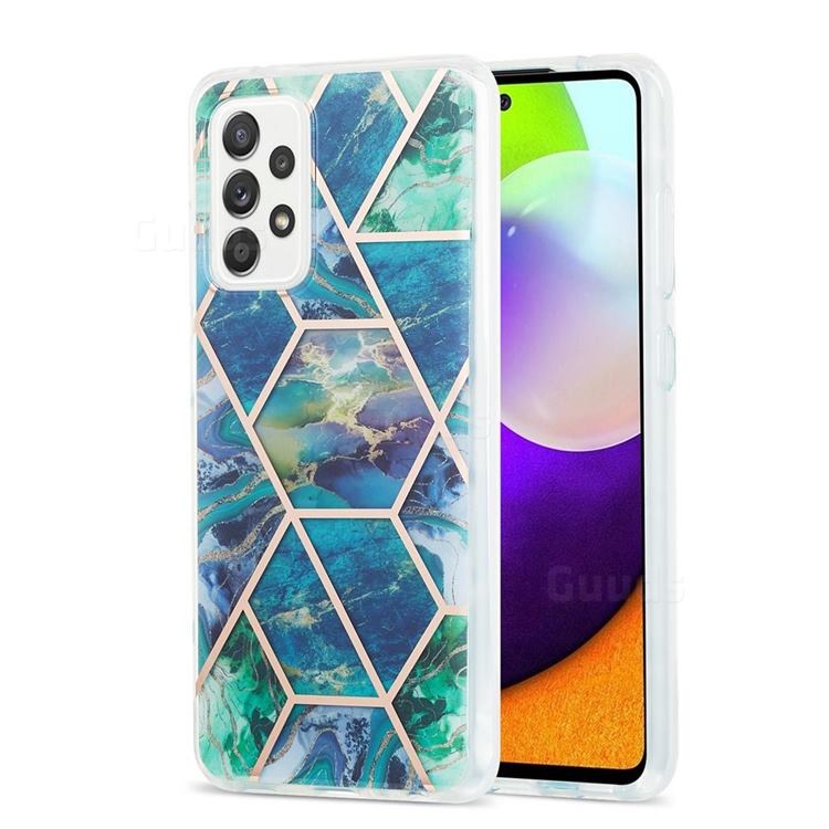 Blue Green Marble Pattern Galvanized Electroplating Protective Case Cover for Samsung Galaxy A52 (4G, 5G)