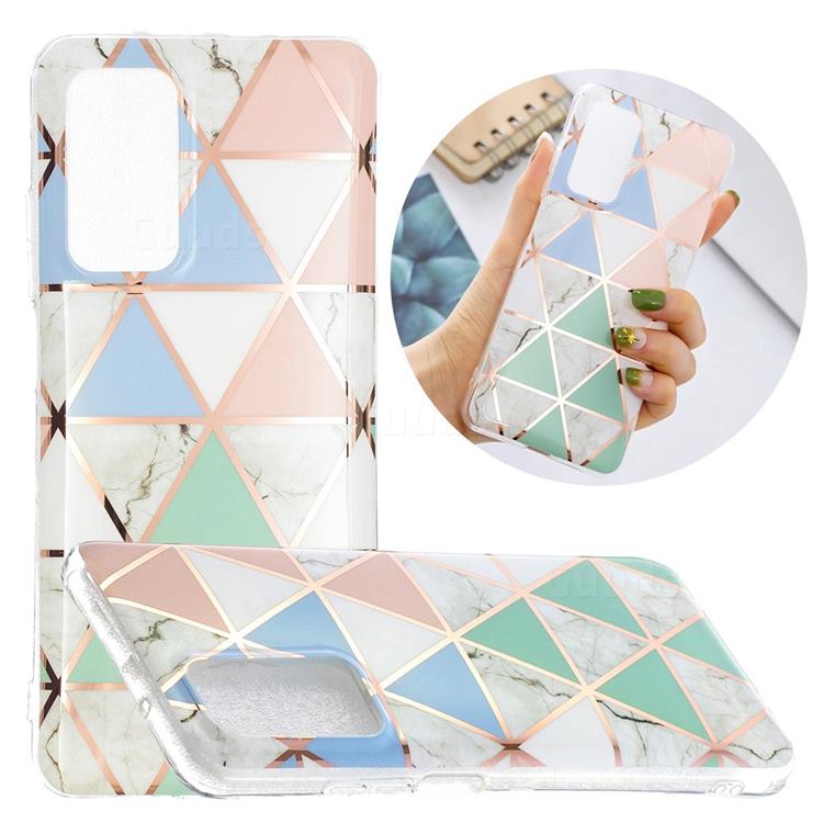 Fresh Triangle Painted Marble Electroplating Protective Case for Samsung Galaxy A52 (4G, 5G)