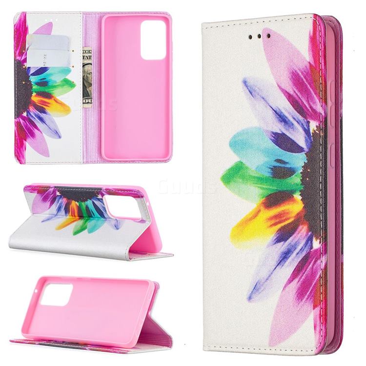 Sun Flower Slim Magnetic Attraction Wallet Flip Cover for Samsung Galaxy A52 5G
