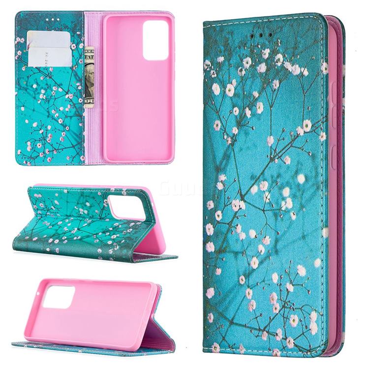 Plum Blossom Slim Magnetic Attraction Wallet Flip Cover for Samsung Galaxy A52 5G