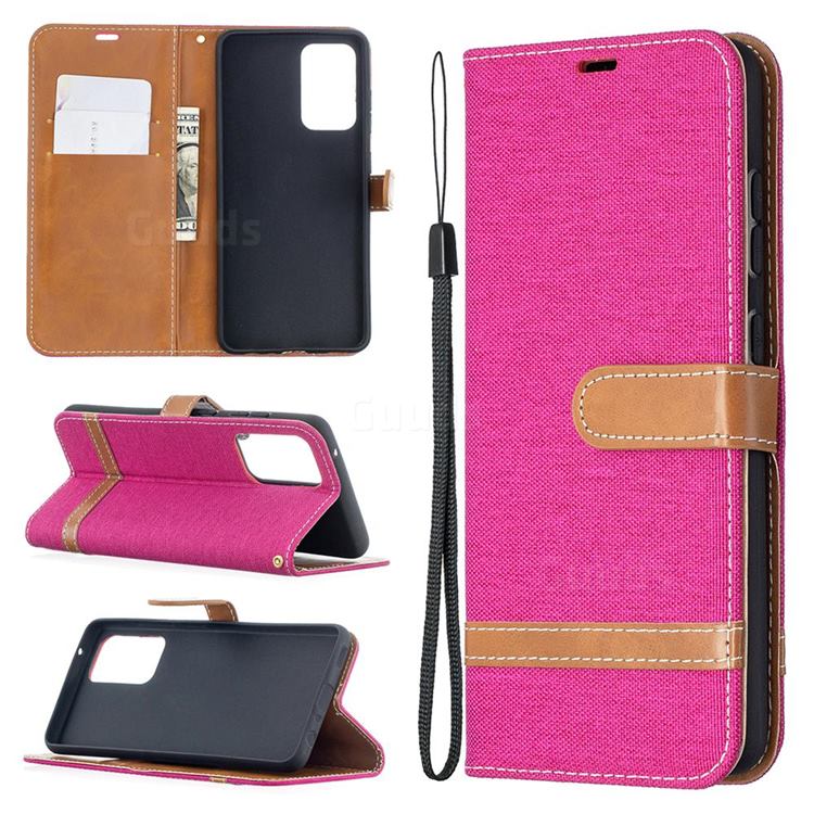 Jeans Cowboy Denim Leather Wallet Case for Samsung Galaxy A52 5G - Rose