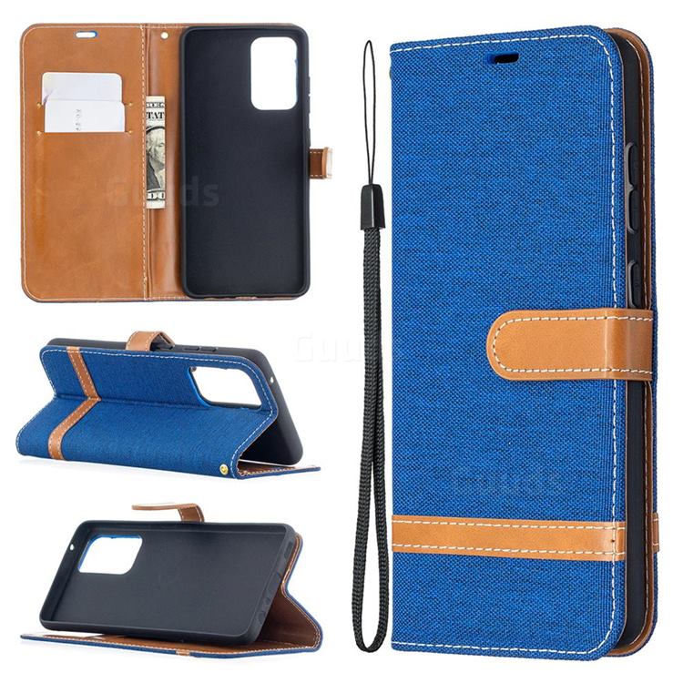 Jeans Cowboy Denim Leather Wallet Case for Samsung Galaxy A52 5G - Sapphire