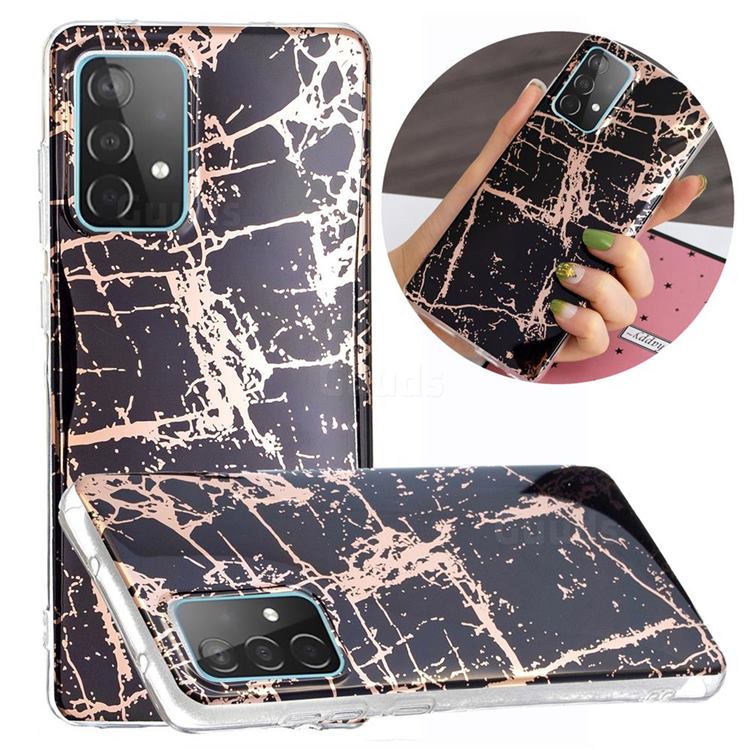 Black Galvanized Rose Gold Marble Phone Back Cover for Samsung Galaxy A52 5G