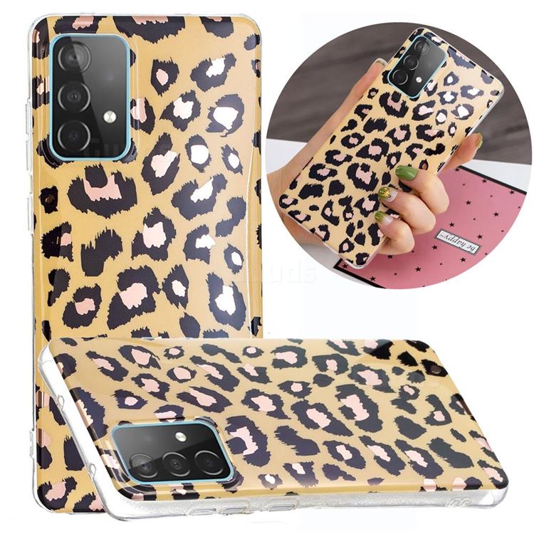 Leopard Galvanized Rose Gold Marble Phone Back Cover for Samsung Galaxy A52 5G