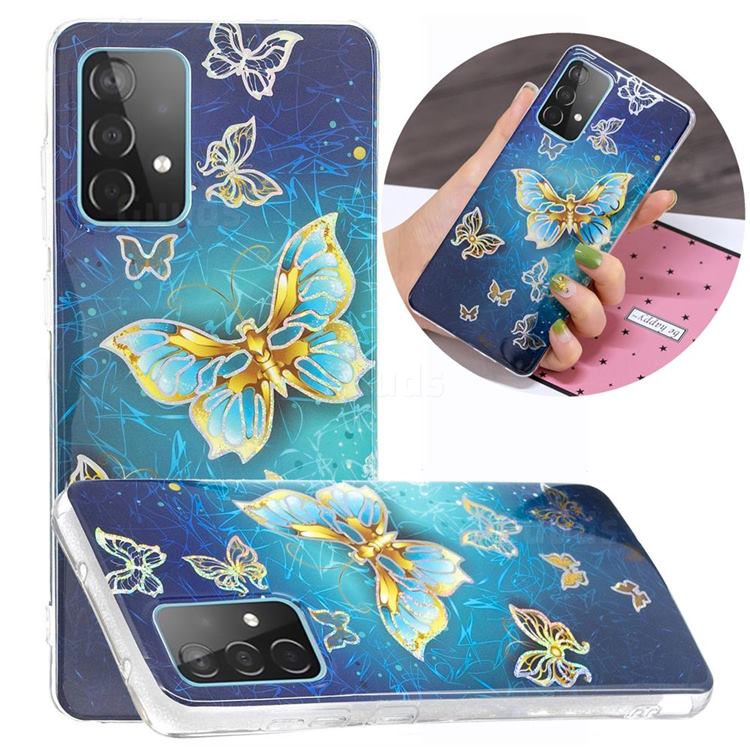 Golden Butterfly Painted Galvanized Electroplating Soft Phone Case Cover for Samsung Galaxy A52 5G