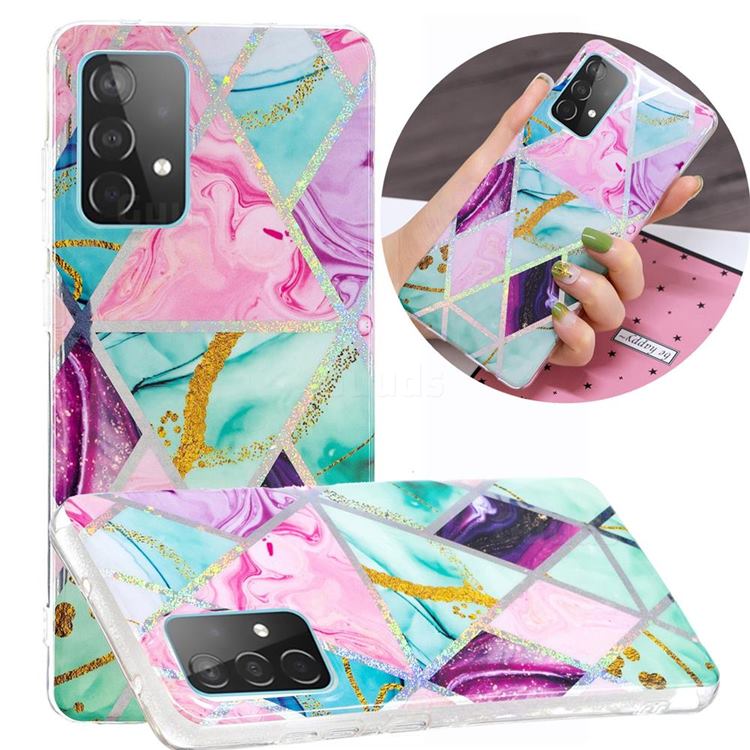 Triangular Marble Painted Galvanized Electroplating Soft Phone Case Cover for Samsung Galaxy A52 5G