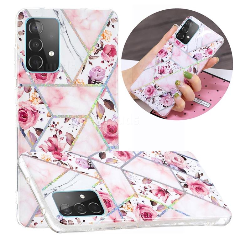 Rose Flower Painted Galvanized Electroplating Soft Phone Case Cover for Samsung Galaxy A52 5G