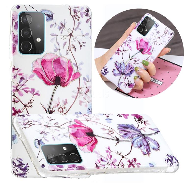 Magnolia Painted Galvanized Electroplating Soft Phone Case Cover for Samsung Galaxy A52 5G