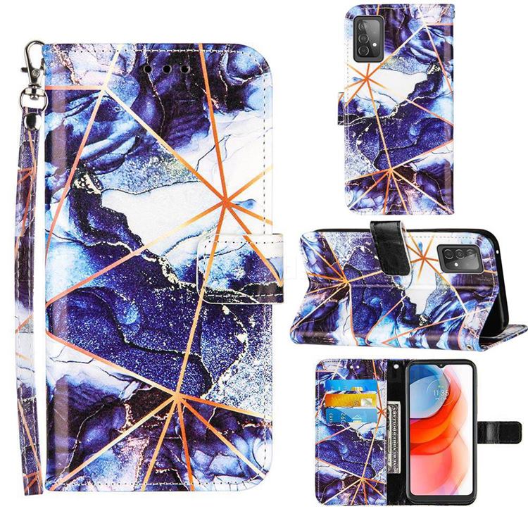 Starry Blue Stitching Color Marble Leather Wallet Case for Samsung Galaxy A52 5G