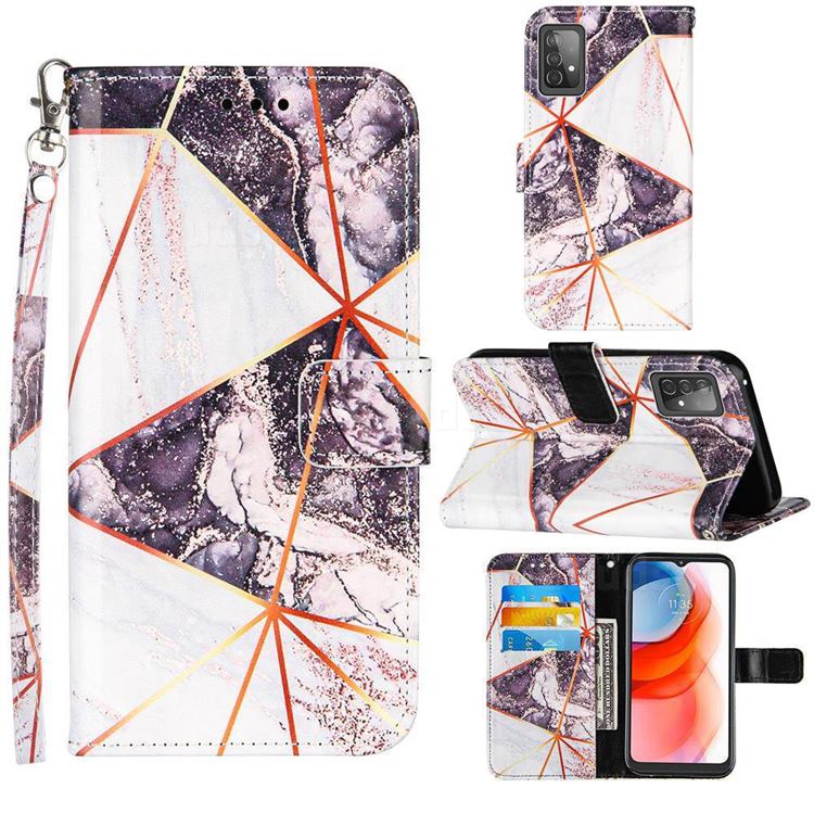 Black and White Stitching Color Marble Leather Wallet Case for Samsung Galaxy A52 5G