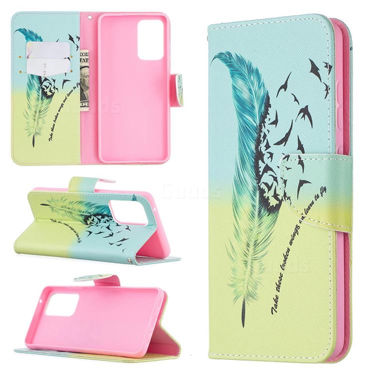 Feather Bird Leather Wallet Case for Samsung Galaxy A52 (4G, 5G)
