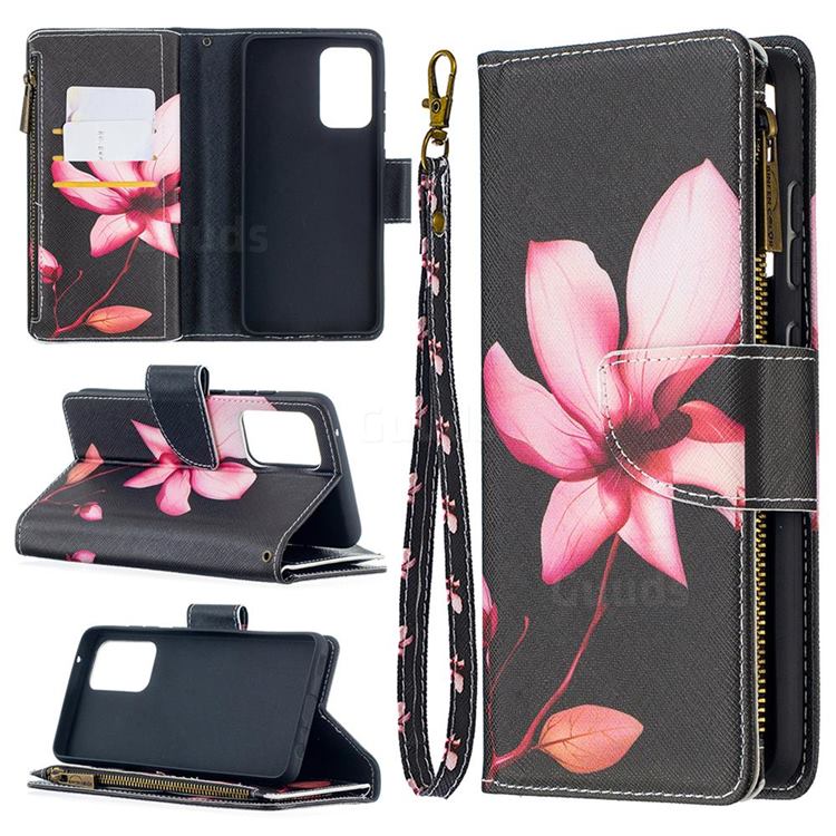 Lotus Flower Binfen Color BF03 Retro Zipper Leather Wallet Phone Case for Samsung Galaxy A52 (4G, 5G)