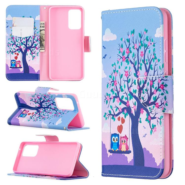 Tree and Owls Leather Wallet Case for Samsung Galaxy A52 (4G, 5G)