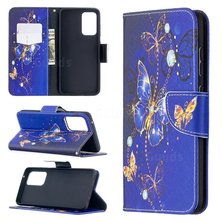 Purple Butterfly Leather Wallet Case for Samsung Galaxy A52 (4G, 5G)