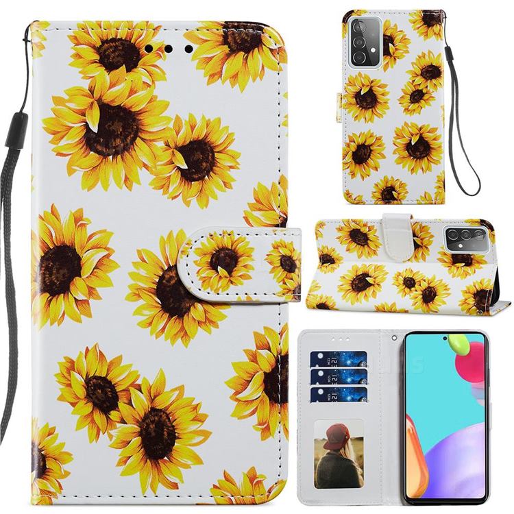 Sunflower Smooth Leather Phone Wallet Case for Samsung Galaxy A52 (4G, 5G)