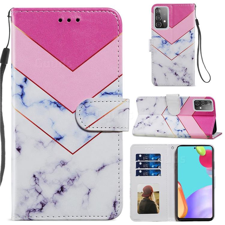 Smoke Marble Smooth Leather Phone Wallet Case for Samsung Galaxy A52 (4G, 5G)