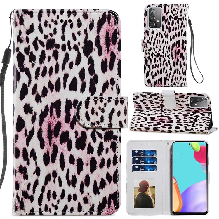 Leopard Smooth Leather Phone Wallet Case for Samsung Galaxy A52 (4G, 5G)