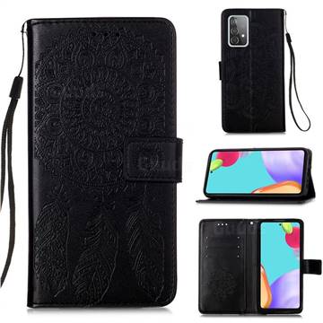 Embossing Dream Catcher Mandala Flower Leather Wallet Case for Samsung Galaxy A52 (4G, 5G) - Black